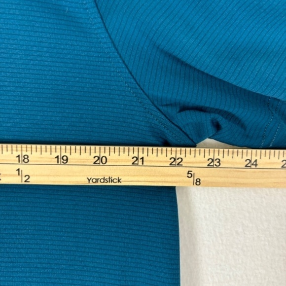 Reebok Polo Shirt Green-ish Blue Fine Stripes Black Logo on Front Size L - Picture 9 of 11